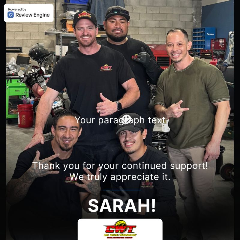 Cal Wheel Technology — personalized review request for Sarah