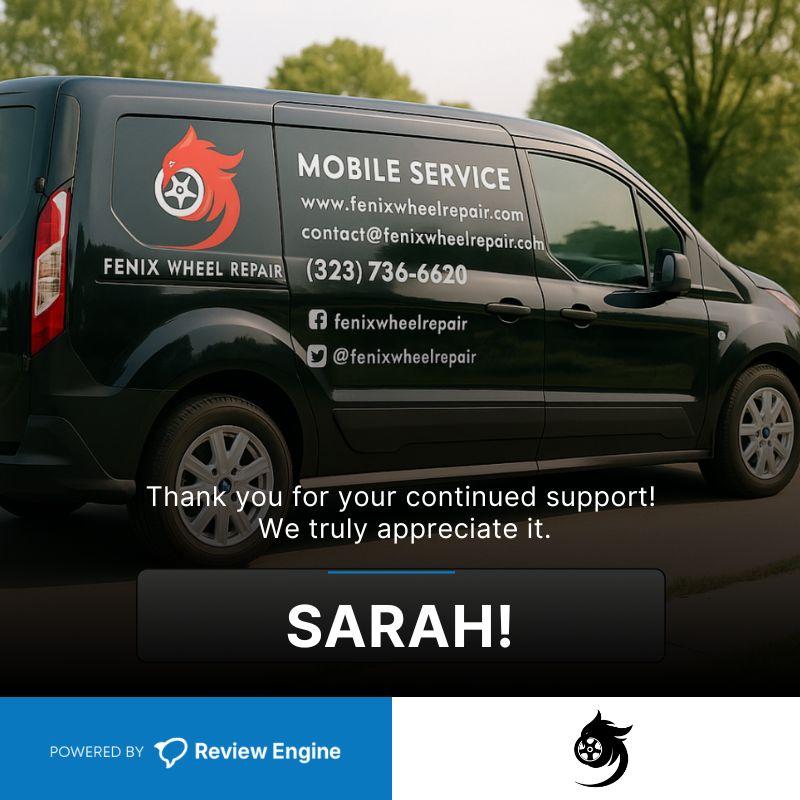 Fenix Wheel Repair — personalized review request for Sarah